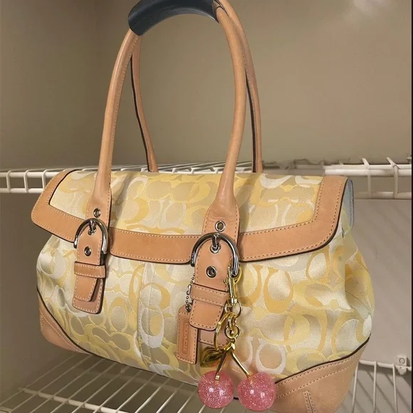 Coach Yellow and Tan Women's Handbag